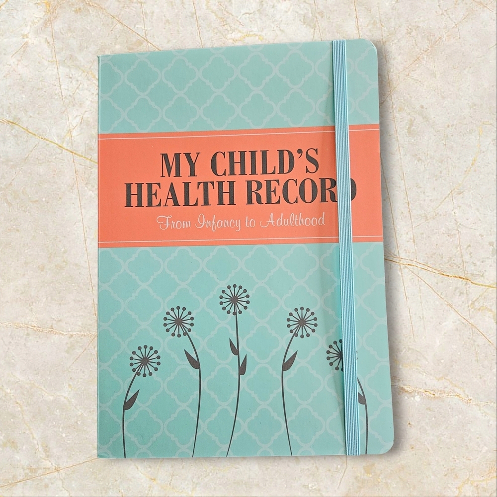 Child's Health Record Book in Teal and Orange